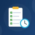 Catch-up bookkeeping checklist with clock illustration