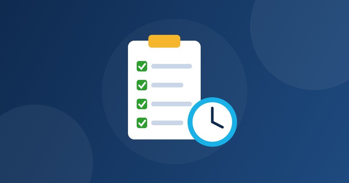 Catch-up bookkeeping checklist with clock illustration