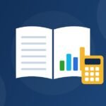Open ledger book with chart and calculator illustration