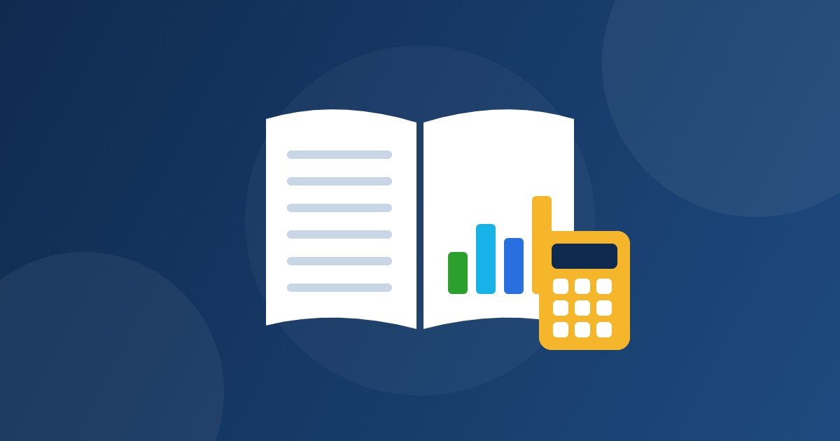 Open ledger book with chart and calculator illustration